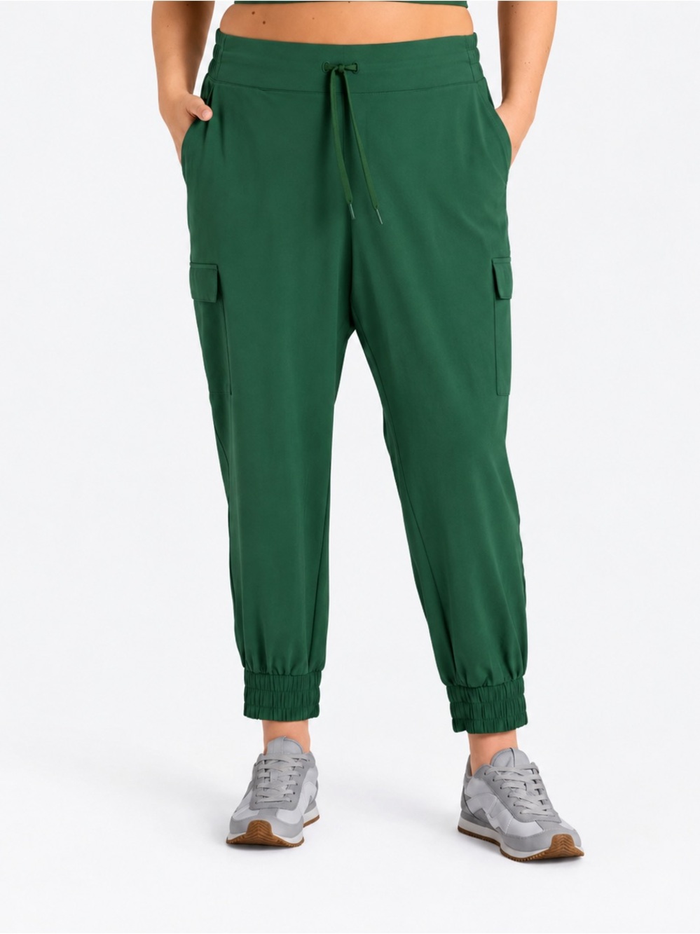 All In Motion Women’s Flex Woven Mid-Rise Cargo Joggers Forest Green Plus Siz 4X